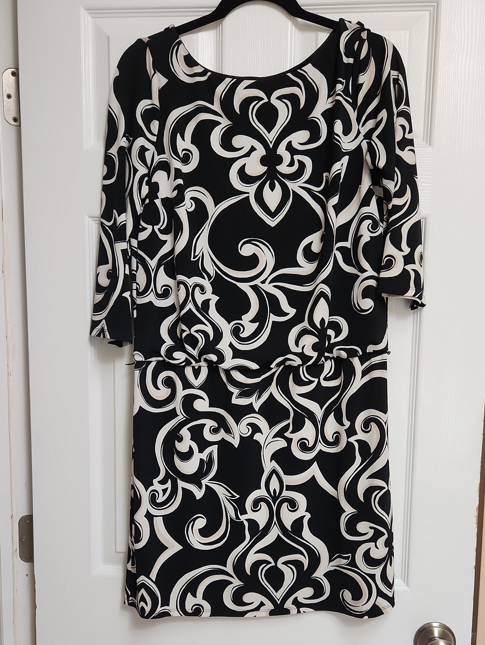 White House Black Market Black and White Midi Dress